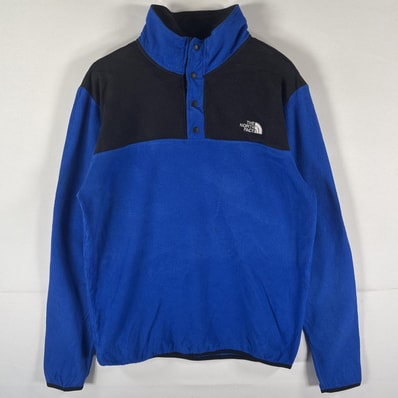 古着 ザ・ノースフェイス THE NORTH FACE フリーストレーナー ハーフボタン ワンポイントロゴ ツートン プルオーバー M ブルー メンズ