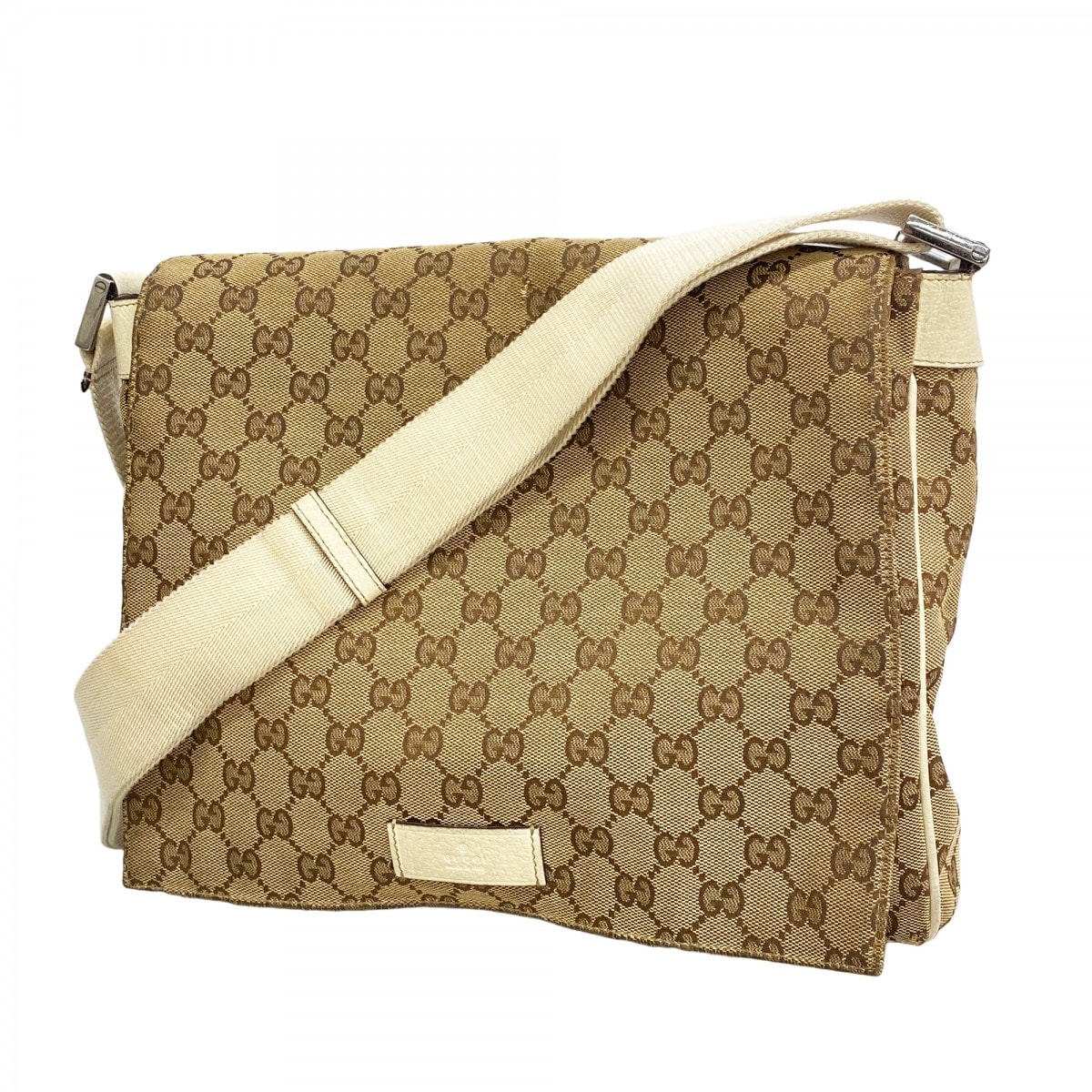 【6dc2976】グッチ ショルダーバッグ GGキャンバス 146236 キャンバス ブラウン シルバー金具【中古】レディース