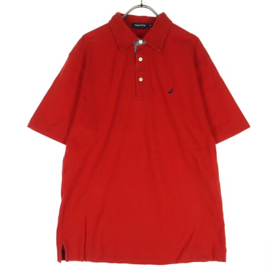 NAUTICA ノーティカ 半袖 ワンポイント刺_ ポロシャツ M レッド