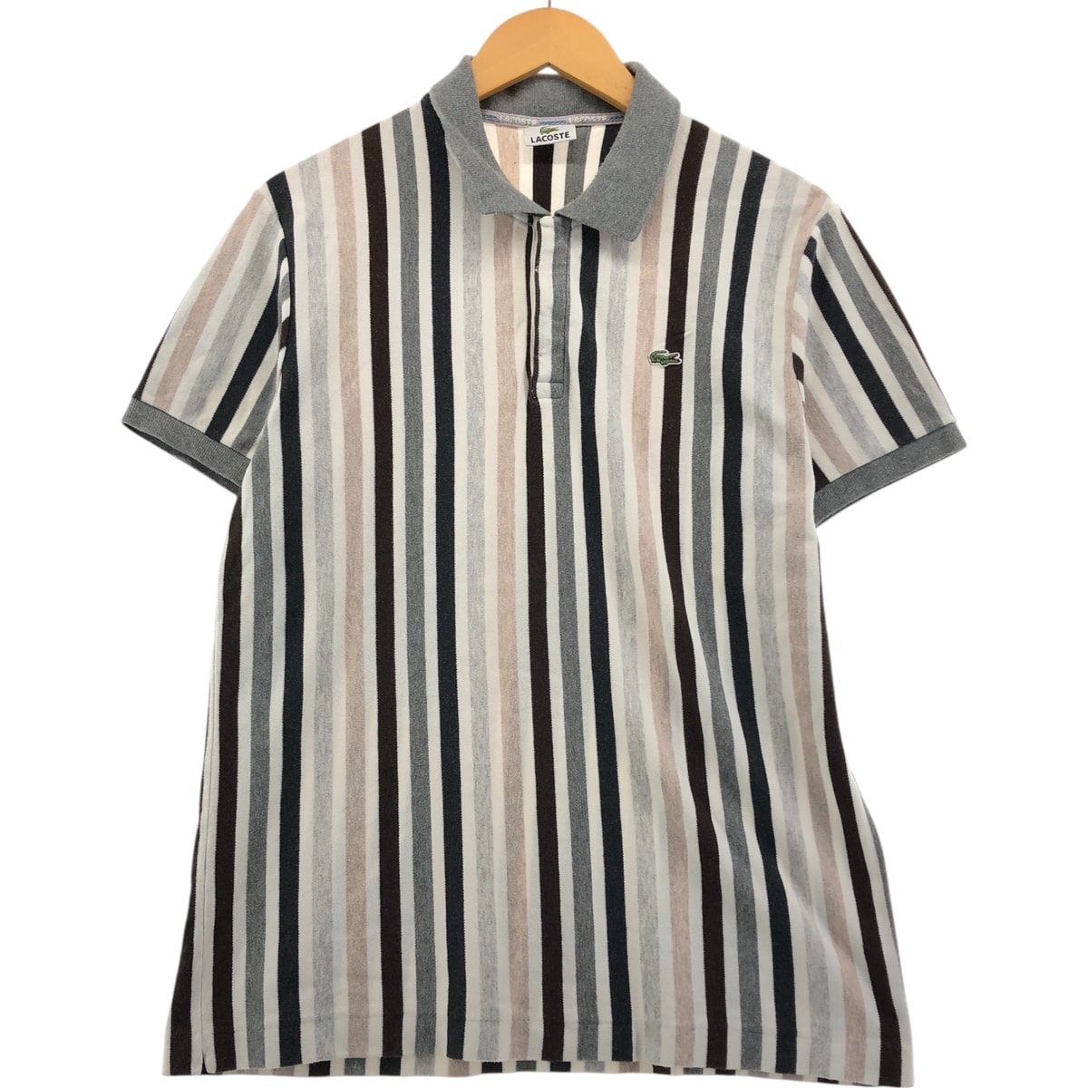 古着 00年代~ ラコステ LACOSTE ストライプ柄 マルチカラー 半袖 ポロシャツ メンズXL相当/eaa552038