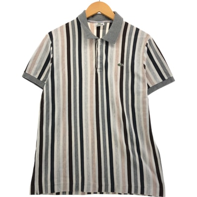 古着 00年代~ ラコステ LACOSTE ストライプ柄 マルチカラー 半袖 ポロシャツ メンズXL相当/eaa552038