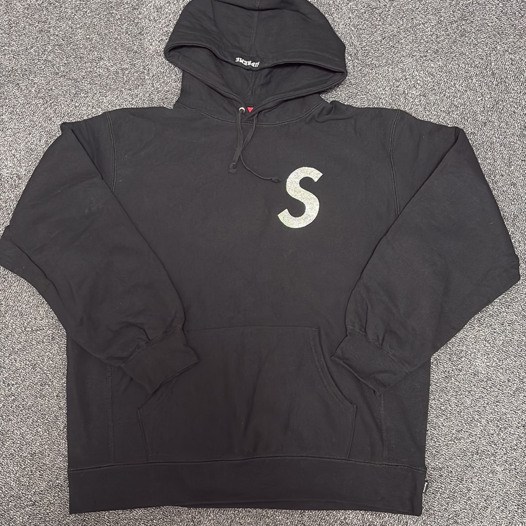Supreme x Swarovski S Logo Hooded Sweatshirt "Black"