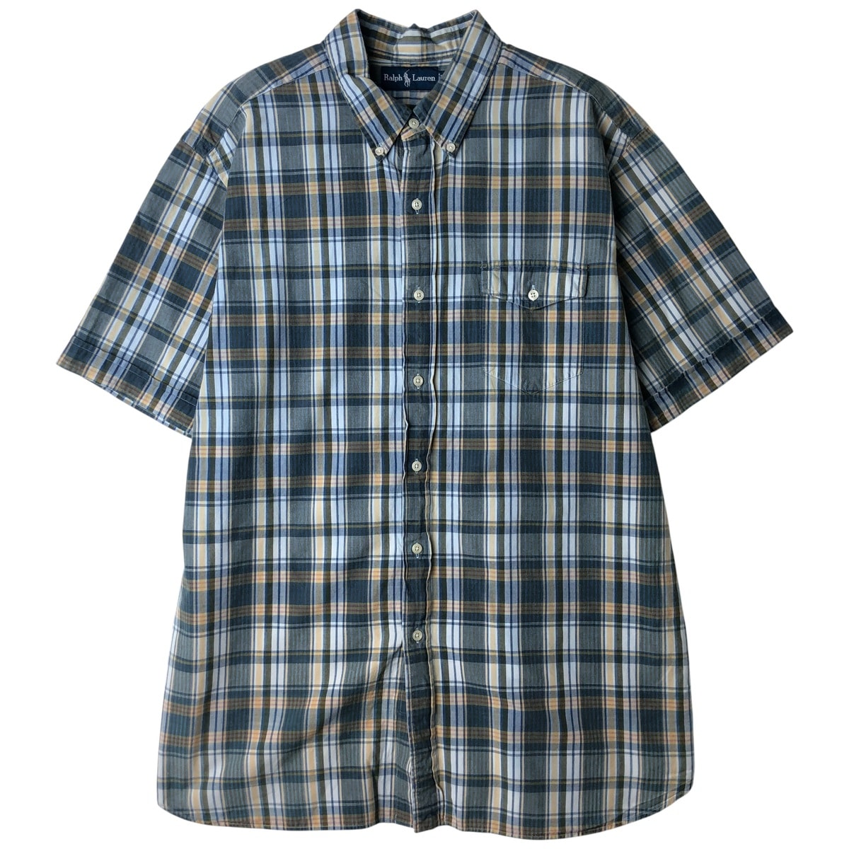 古着 ラルフローレン Ralph Lauren 半袖 ボタンダウン チェックシャツ メンズXL相当/eaa611047