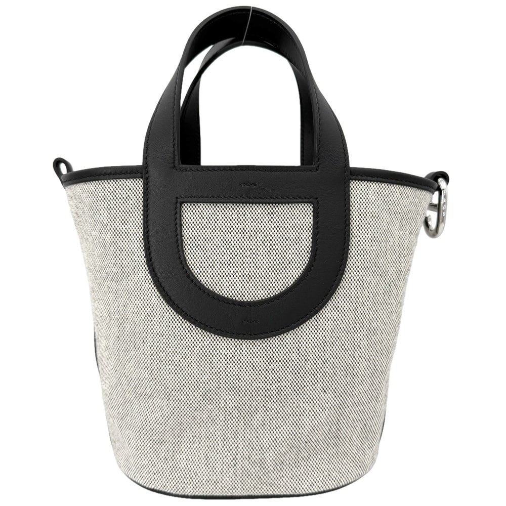 HERMES エルメス ハンドバッグ インザループ18 K刻印 ヴォースイフト  トワルアッシュ   グレー ブラック 黒 シルバー金具 レディース 2025年【中古品】