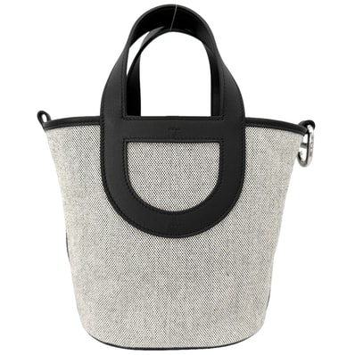 HERMES エルメス ハンドバッグ インザループ18 K刻印 ヴォースイフト トワルアッシュ グレー ブラック 黒 シルバー金具 レディース 2025年【中古品】