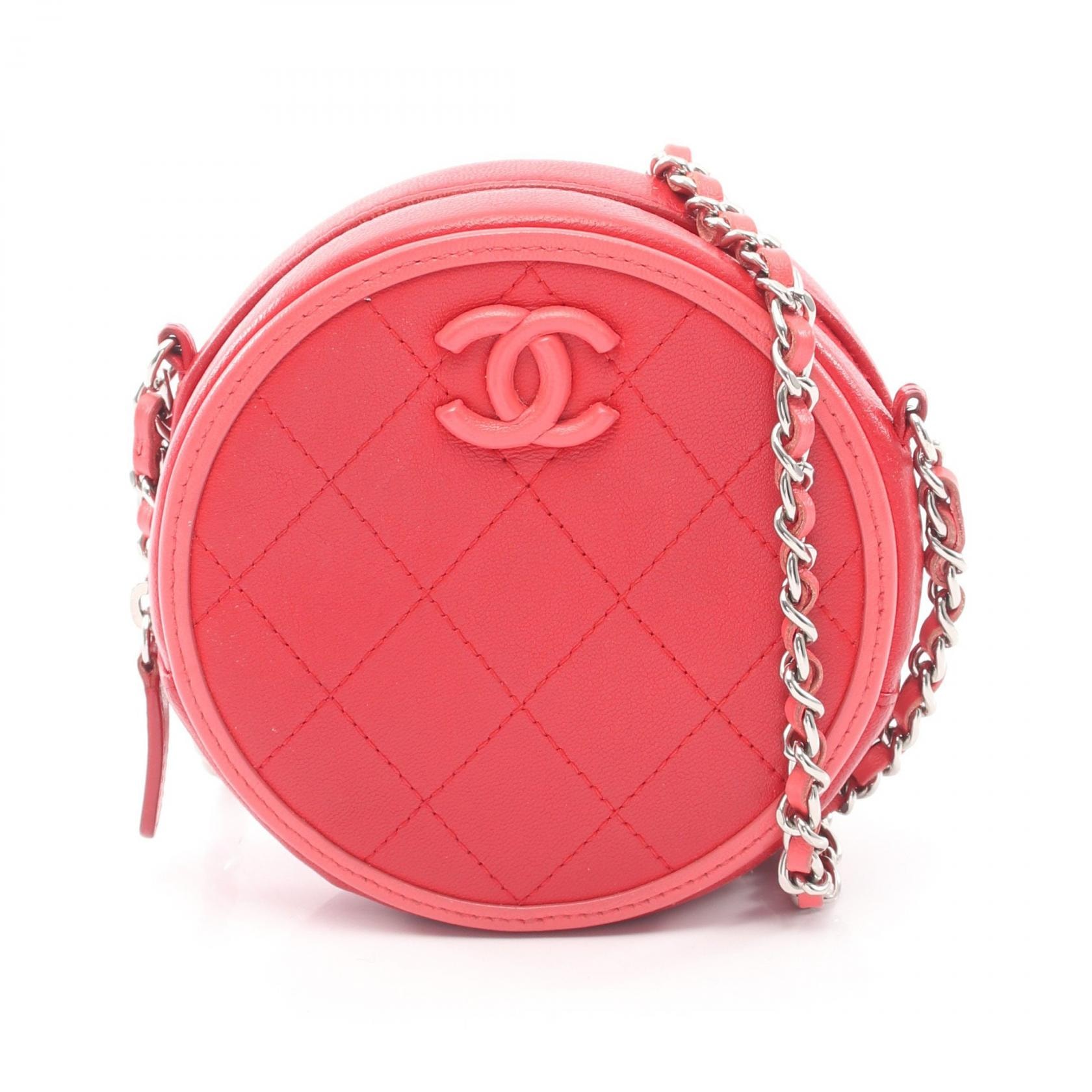 シャネル CHANEL マトラッセ ラウンド ショルダーバッグ バッグ ラムスキン(羊革) レディース レッド系 / ピンク系 【中古】
