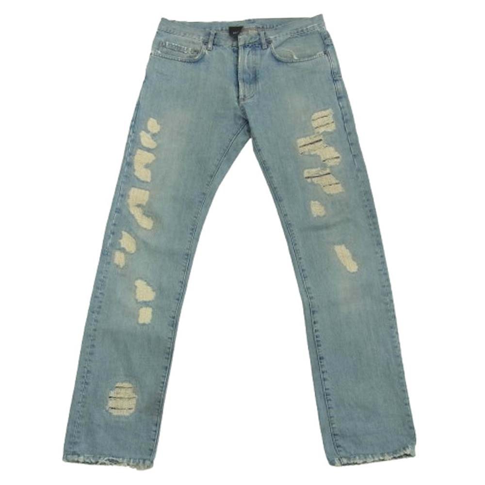 DIOR HOMME ディオールオム デニムパンツ 06SS 6EH1011474 エディ期 リペア ダメージスキニー デニム パンツ ライトブルー系 30【中古】