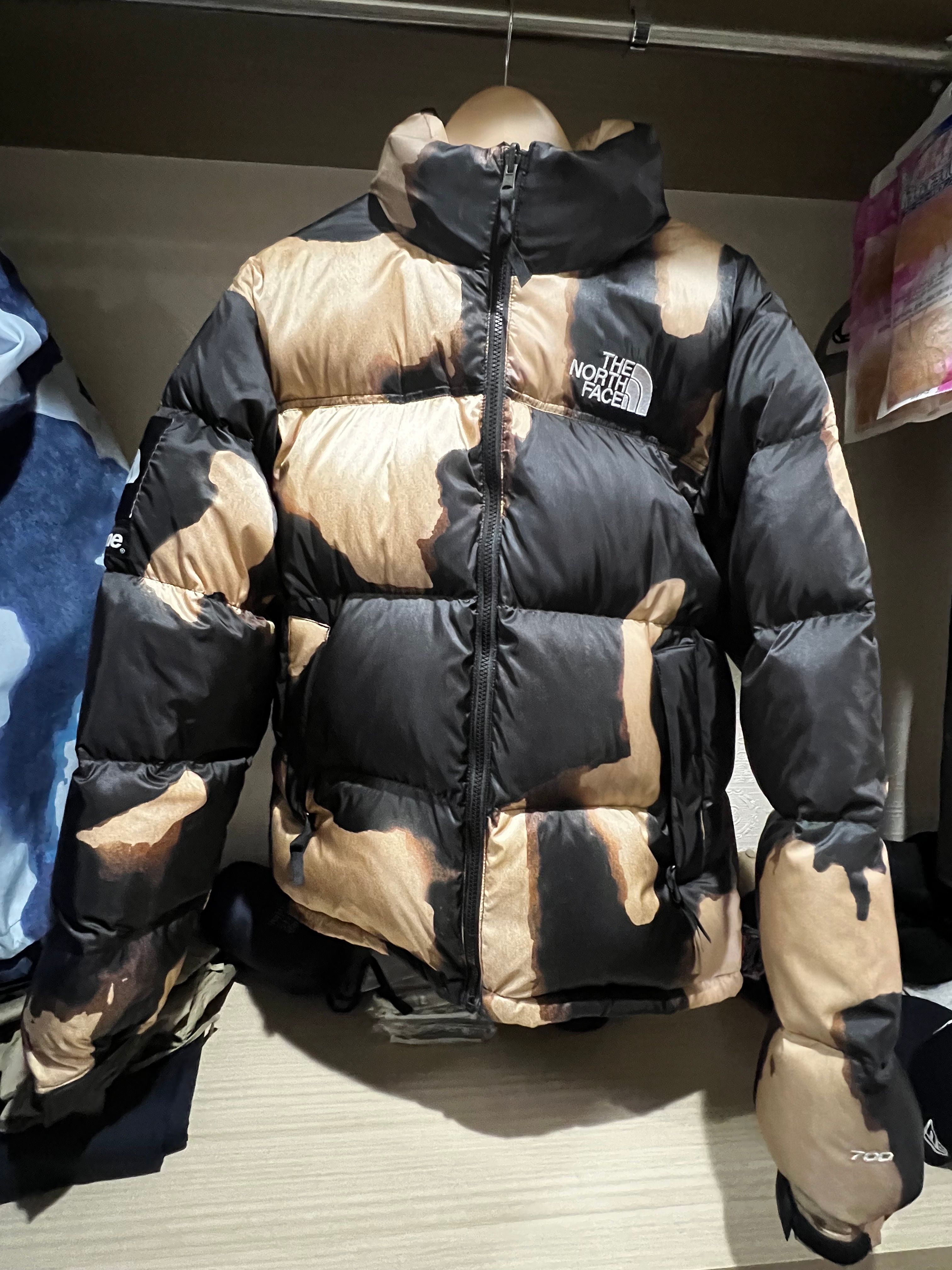 Supreme x The North Face Bleached Denim Print Nuptse Jacket "Black"