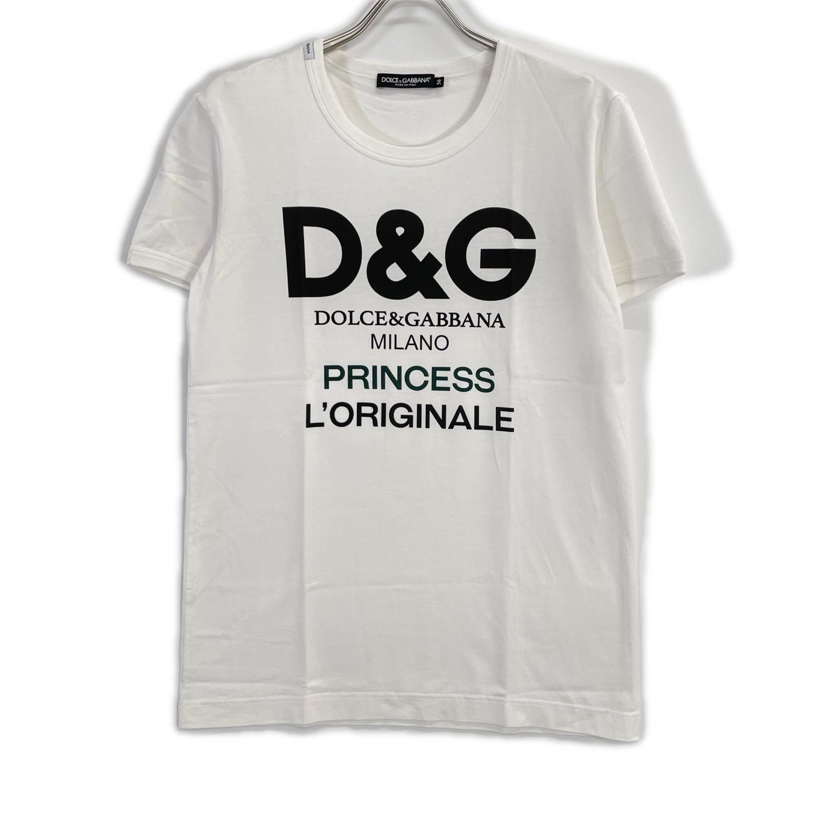 ドルチェアンドガッバーナ F8J32T HP75Y ホワイト D&G L'Originale プリントTシャツ 36