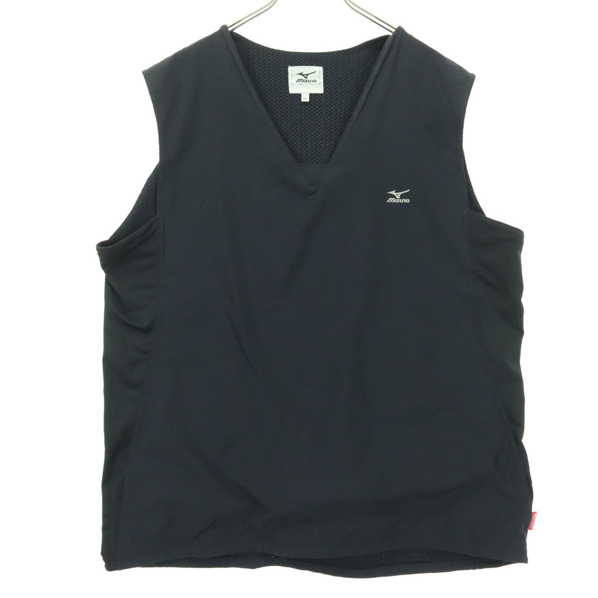 Mizuno ミズノ ワンポイントロゴ ノースリーブ Vネック ベスト LL ブラック