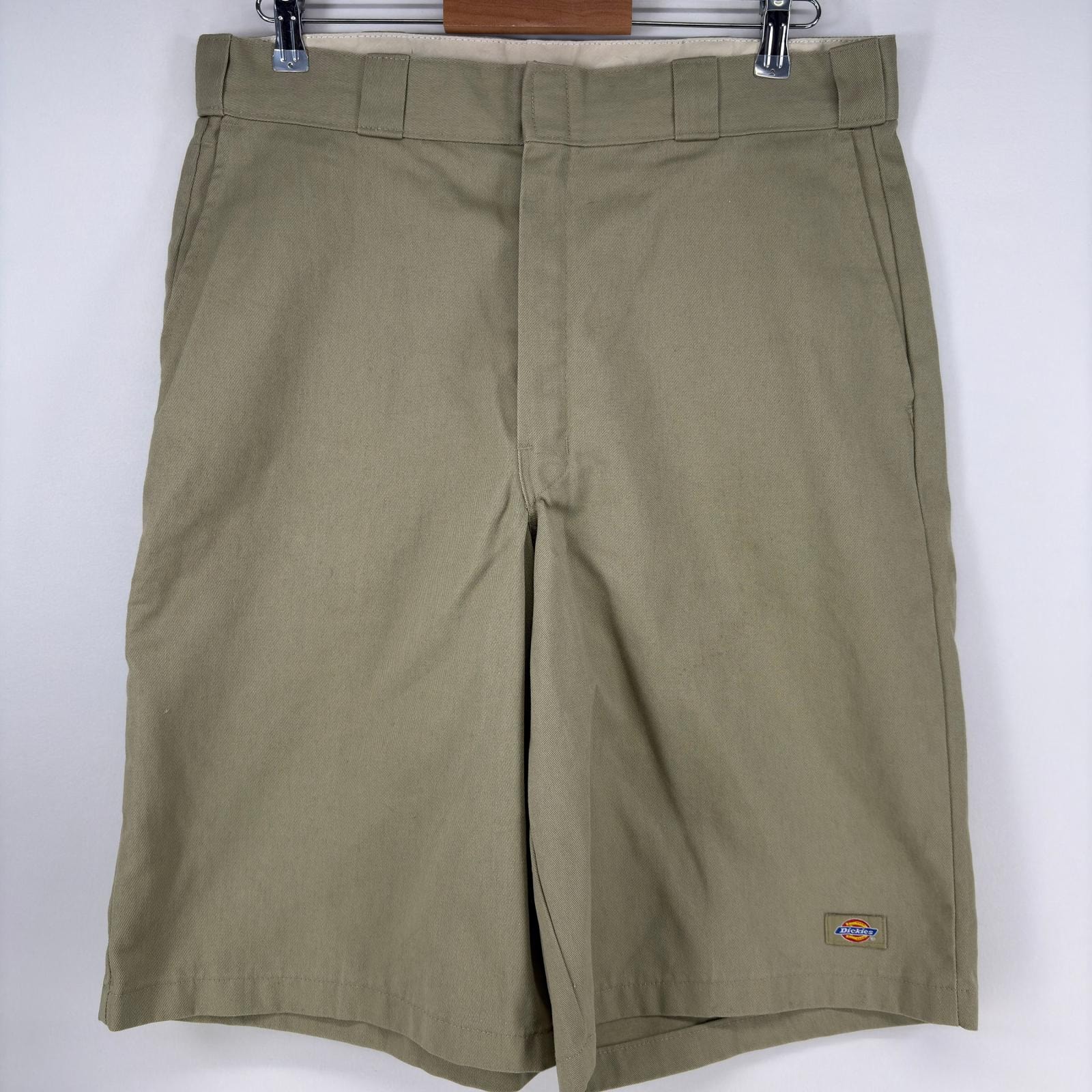 古着 ディッキーズ Dickies ショートパンツ ワーク ツールポケット ワンポイントロゴ ジップフライ ルーズフィット ベージュ メンズ