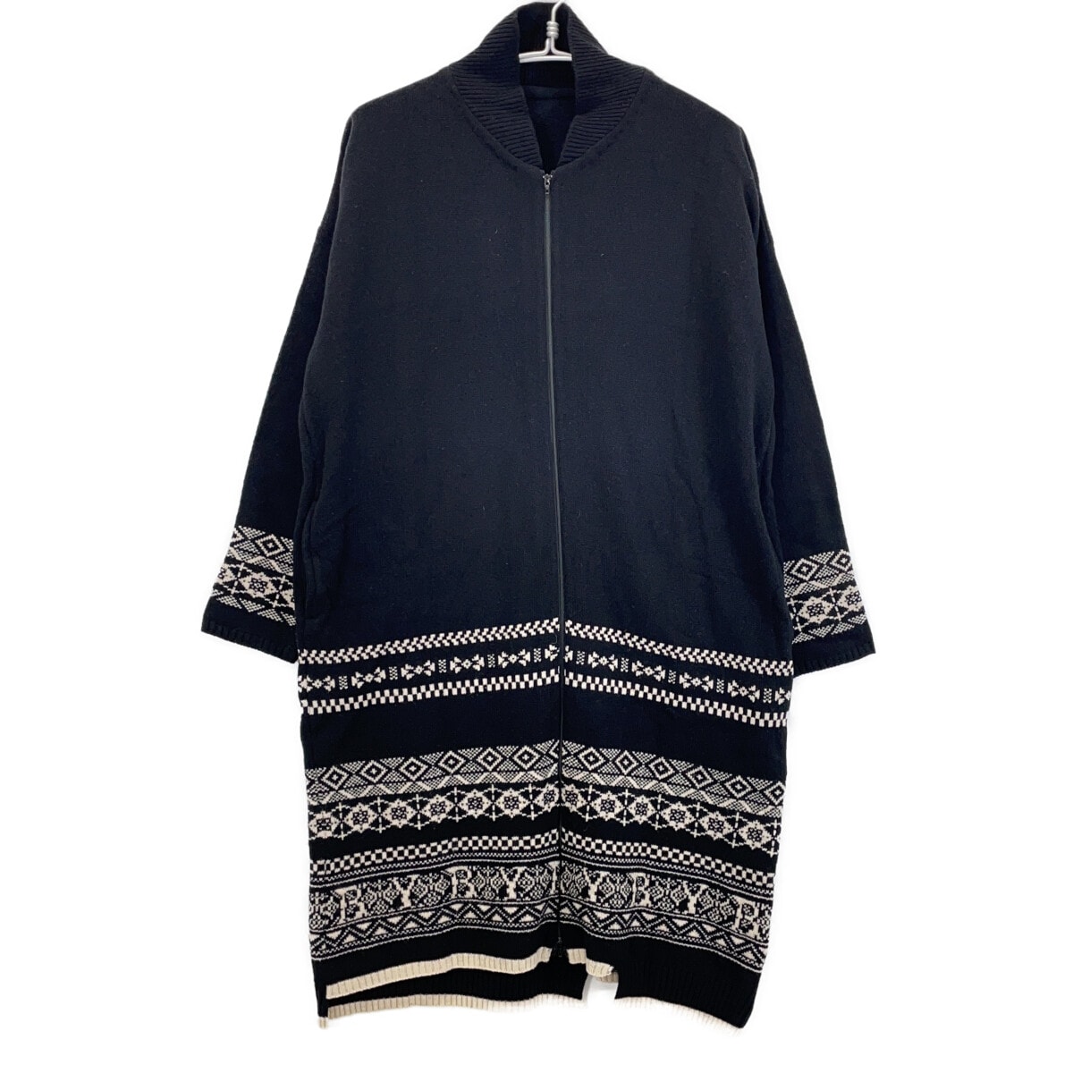 ヨウジヤマモト NK-K54-184 ブラック フロントジップ ニット ワンピース 2