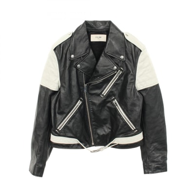 セリーヌ CELINE ライダースジャケット 衣料品 アウター レザー メンズ ブラック系 / ホワイト系 2E118599E 【中古】