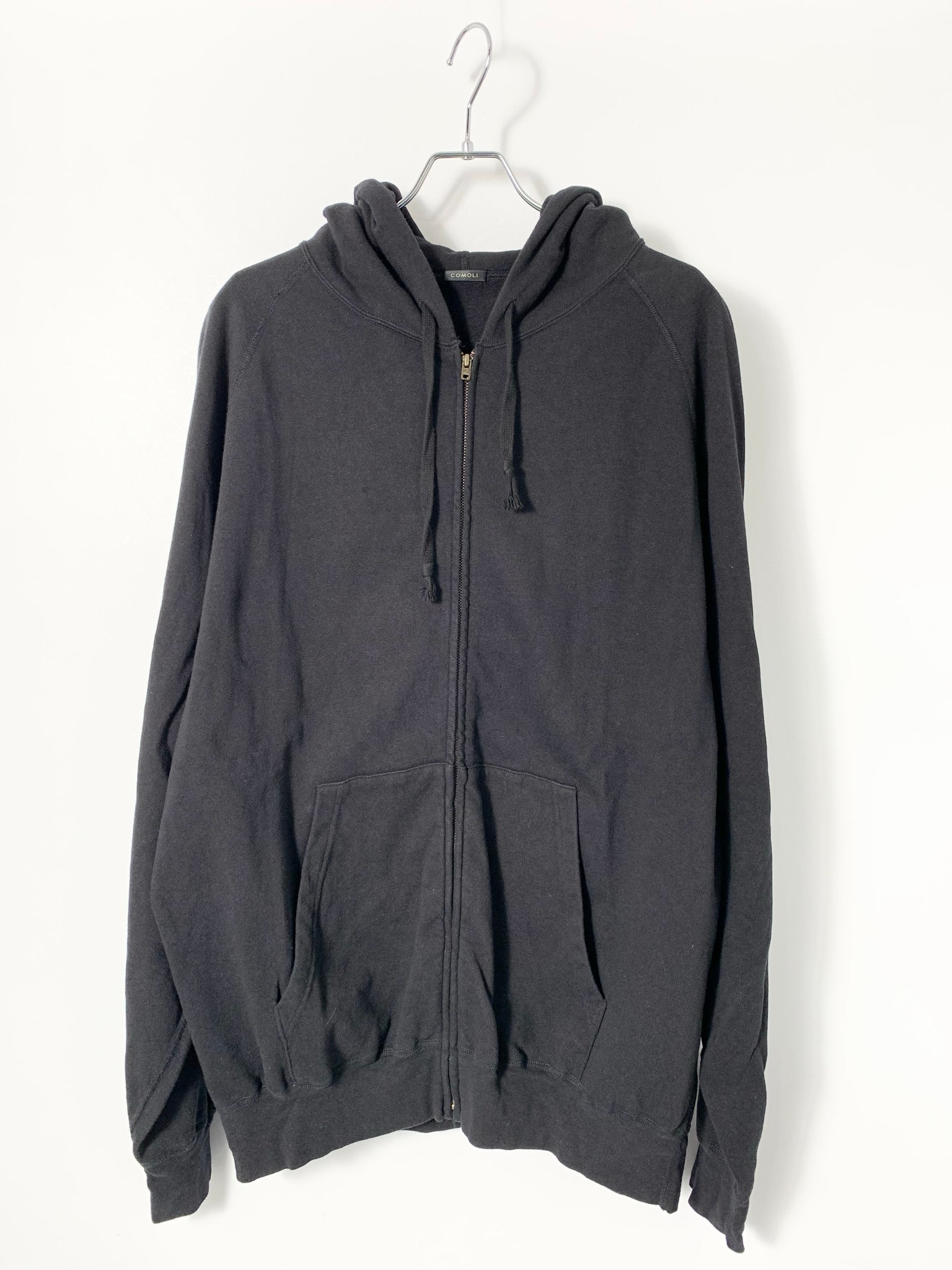 COMOLI LW Cotton French Terry Zip Parka "Black"