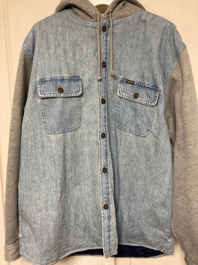 Supreme Fleece Hooded Denim Shirt "Blue"