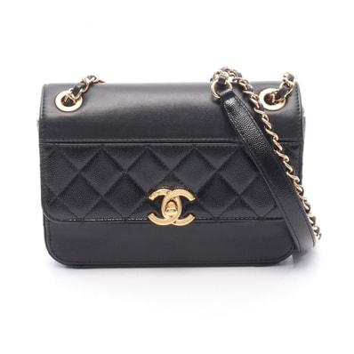 シャネル CHANEL マトラッセ ミニ ショルダーバッグ バッグ レザー カーフ(牛革) レディース ブラック系 【中古】