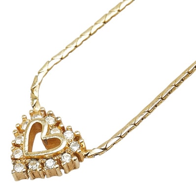 ディオール ハート モチーフ ラインストーン ネックレス ゴールド メッキ レディース Dior 【中古】