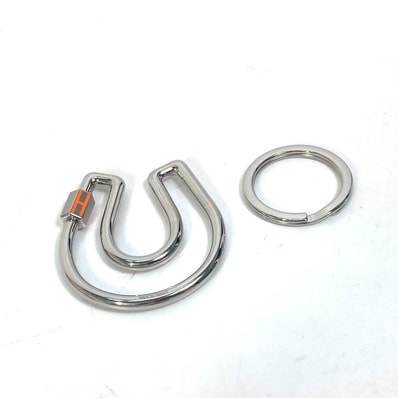 エルメス HERMES フェラ ア シュバル Hロゴ チャーム ホースシュー 馬蹄 蹄 馬 馬の蹄 シュバル キーリング メタル シルバー 未使用