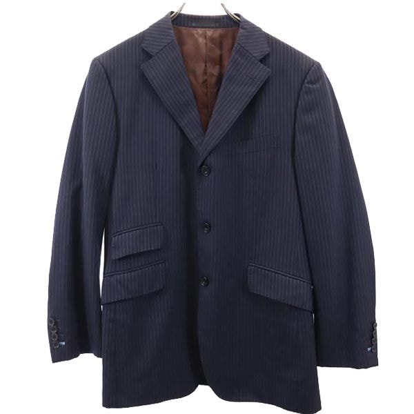 BURBERRY BLACK LABEL バーバリーブラックレーベル 三陽商会 日本製 ストライプ柄 ウール テーラードジャケット 40L ネイビー