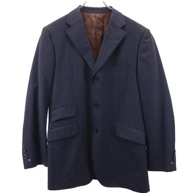 BURBERRY BLACK LABEL バーバリーブラックレーベル 三陽商会 日本製 ストライプ柄 ウール テーラードジャケット 40L ネイビー