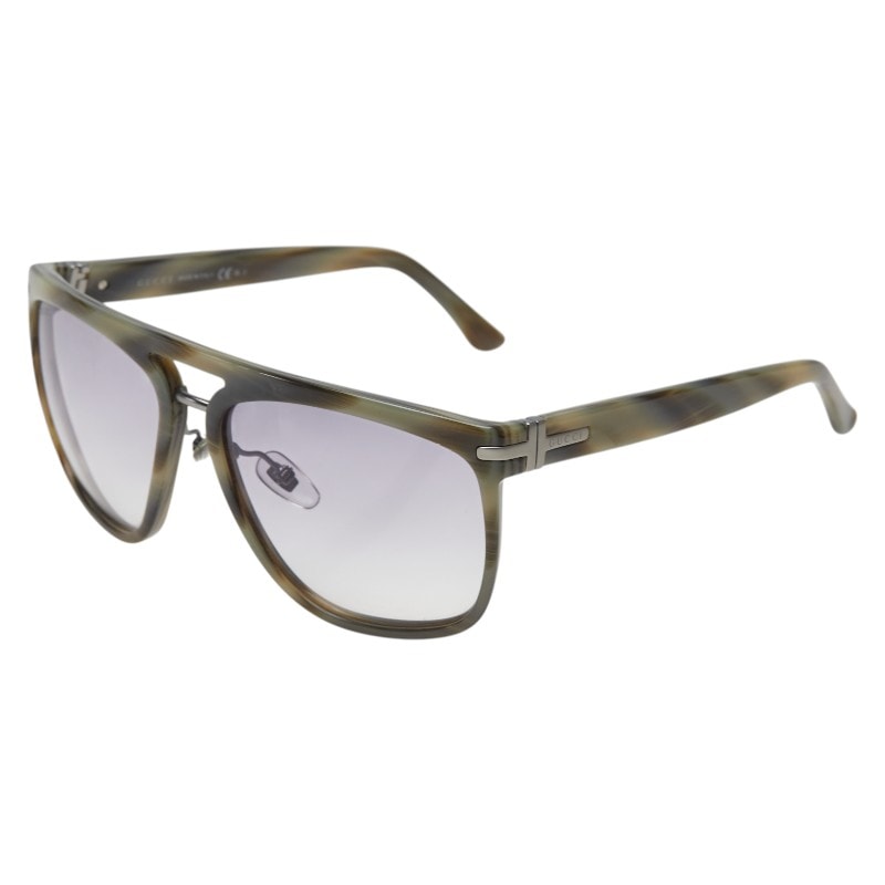 グッチ サングラス GG1028 カーキグリーン ブラウン プラスチック メンズ GUCCI 【中古】