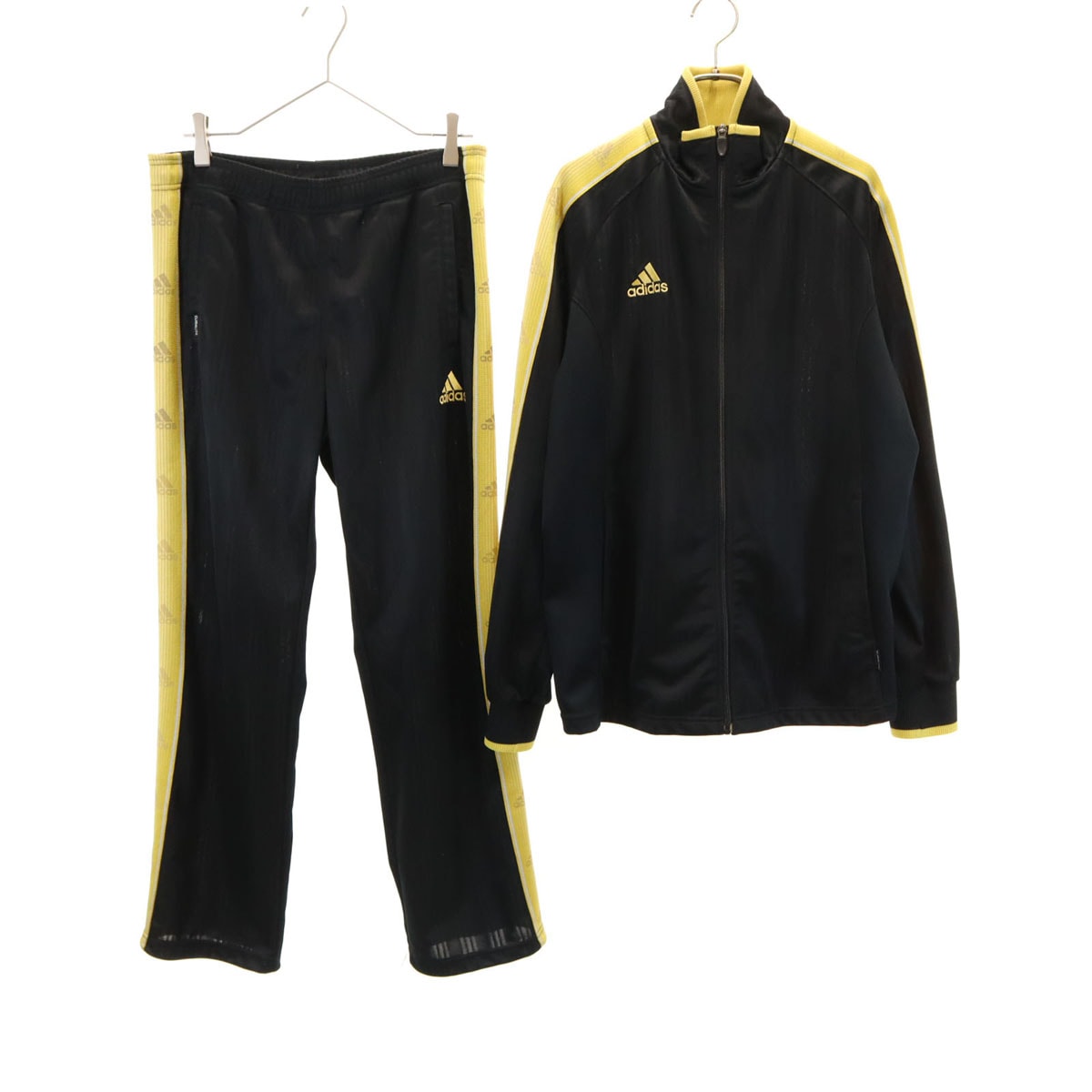adidas アディダス ストライプ柄 トラックジャケット 上下セットアップ M/S ブラック ジャージ