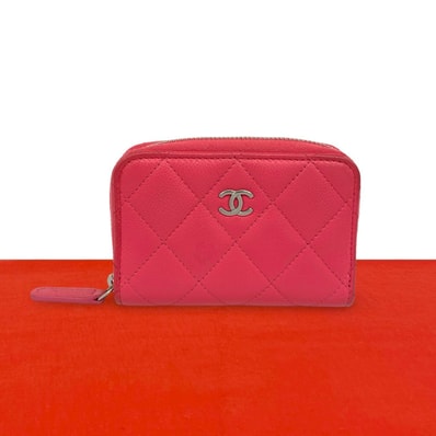 CHANEL シャネル マトラッセ ココマーク キャビアスキン コインケース ピンク
23080