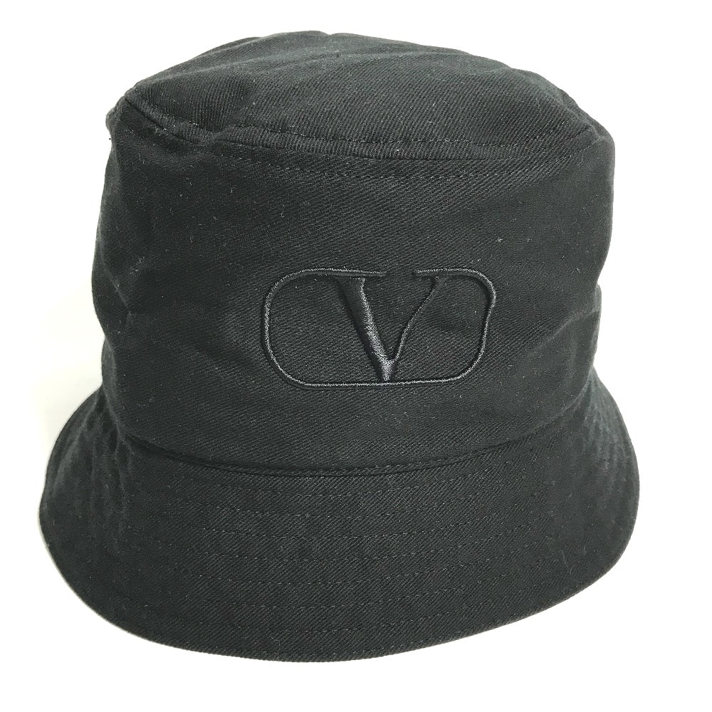 ヴァレンティノ VALENTINO Vロゴ HGA11HCY ハット帽 帽子 バケットハット ボブハット ハット コットン ブラック 美品