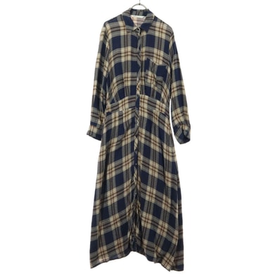 ZARA ザラ チェック柄 長袖 シャツワンピース M ベージュ系