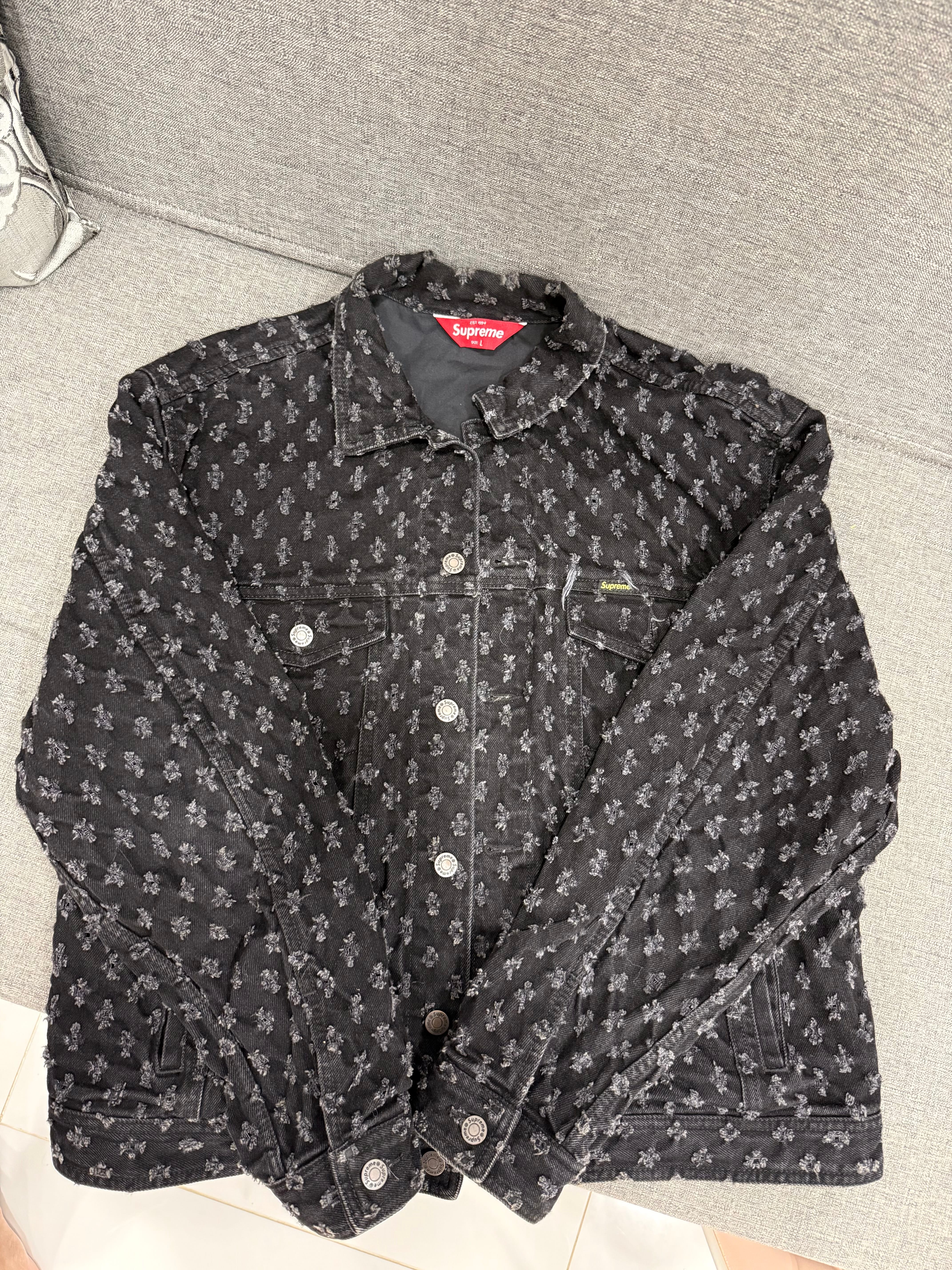 Supreme Hole Punch Denim Trucker Jacket "Black"