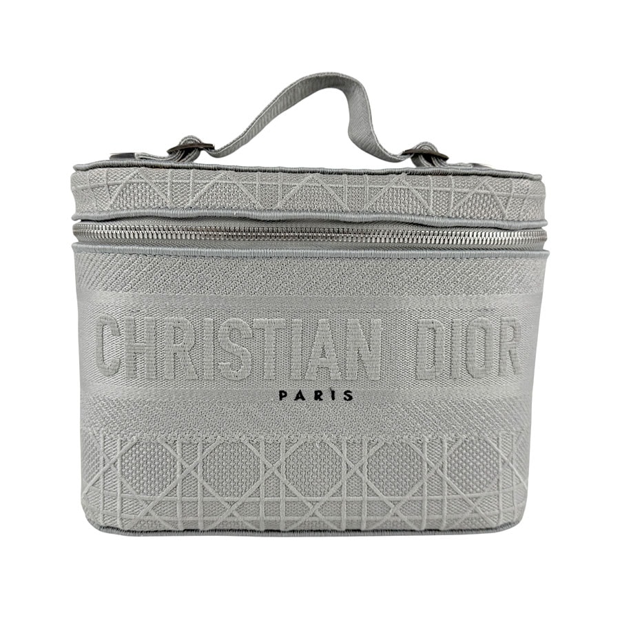 クリスチャンディオール Christian Dior ハンドバッグ バニティバッグ キャンバス グレー レディース【中古】 z6288