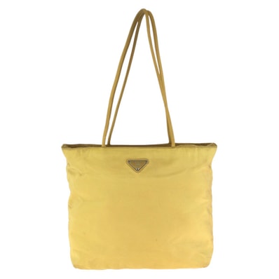PRADA プラダ テスート 三角ロゴプレート イエロー シルバー金具 ナイロン ショルダーバッグ トートバッグ 602164 【中古】
