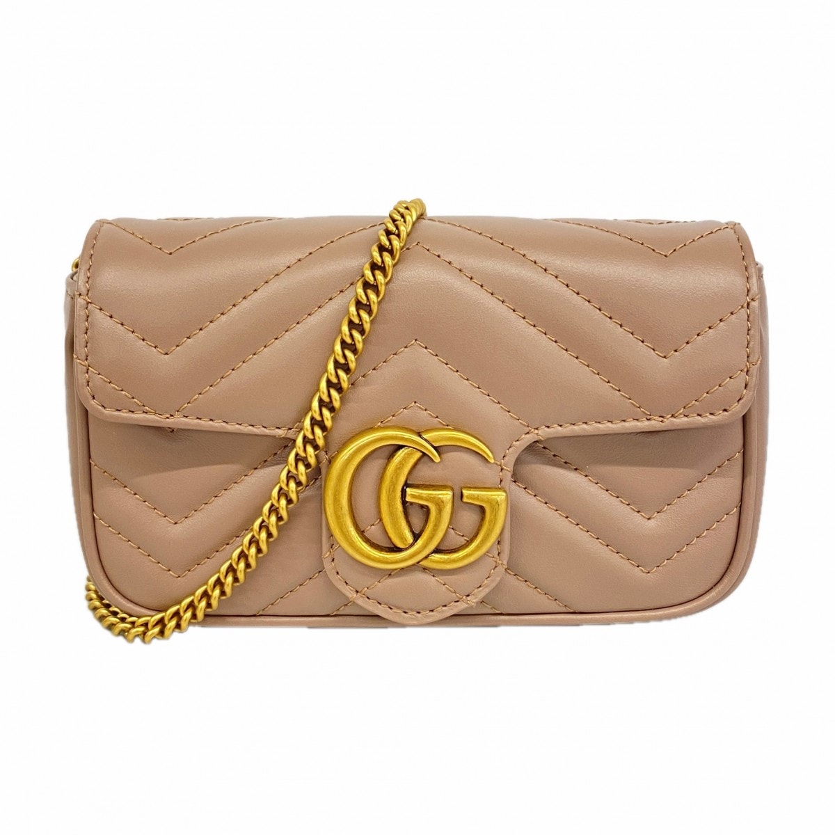 【6gc3175-k】グッチ ショルダーバッグ GGマーモント 476433 レザー ブラウン ゴールド金具【中古】レディース