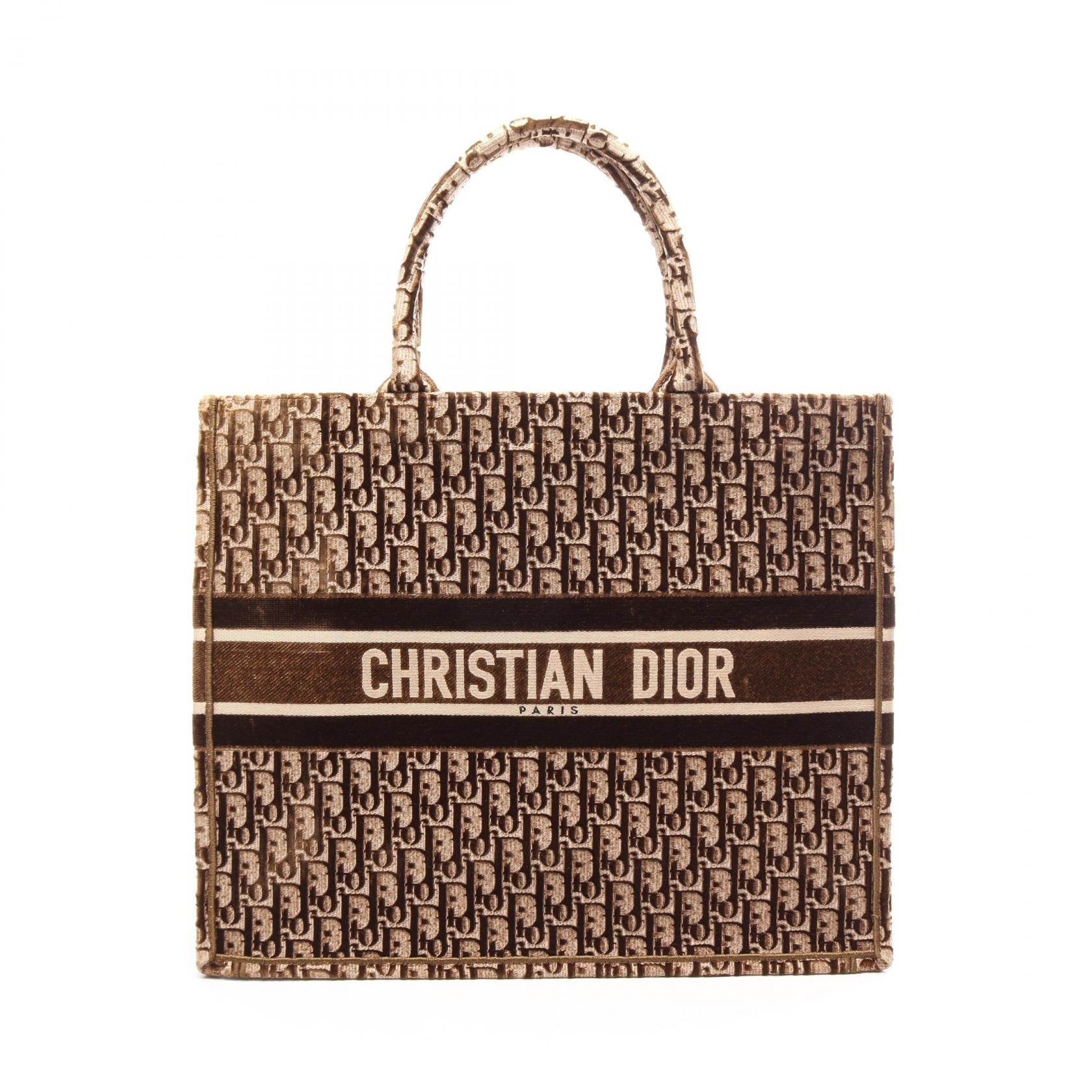 ディオール Dior BOOK TOTE ブックトート ラージ トートバッグ バッグ ファブリック レディース ブラウン系 【中古】