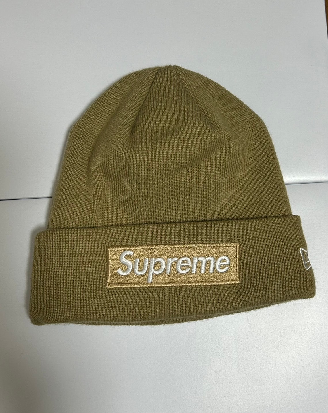 Supreme New Era Box Logo Beanie "Dark Sand" (23FW)