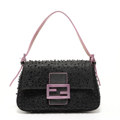 フェンディ FENDI ミニ マンマバケット ビーズ ナイロン ショルダーバッグ【中古】