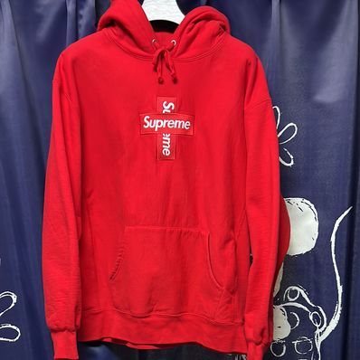 Supreme Cross Box Logo Hooded Sweatshirt "Red"