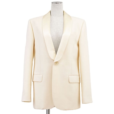 美品 セリーヌ タキシード テーラード ウール モヘア ジャケット レディース アイボリー 36 CELINE