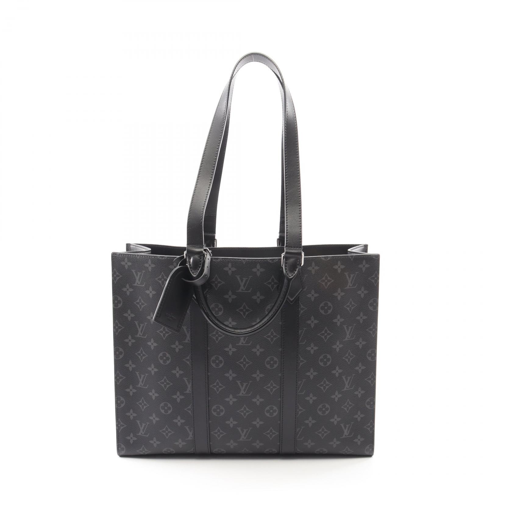 ルイ・ヴィトン LOUIS VUITTON サックプラ 24H トートバッグ バッグ PVCコーティングキャンバス レザー モノグラム・エクリプス メンズ ブラック系 M47059 【中古】