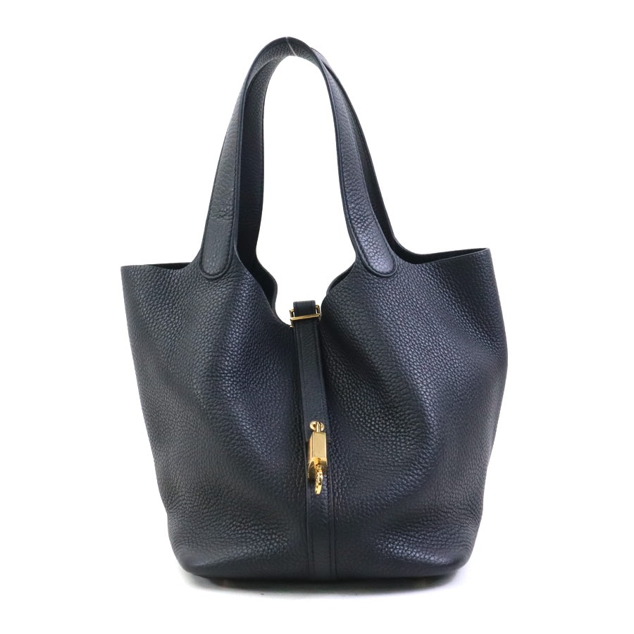 エルメス HERMES ハンドバッグ ピコタンロックMM 22 トリヨンクレマンス ブラック ゴールド レディース【中古】 90267k