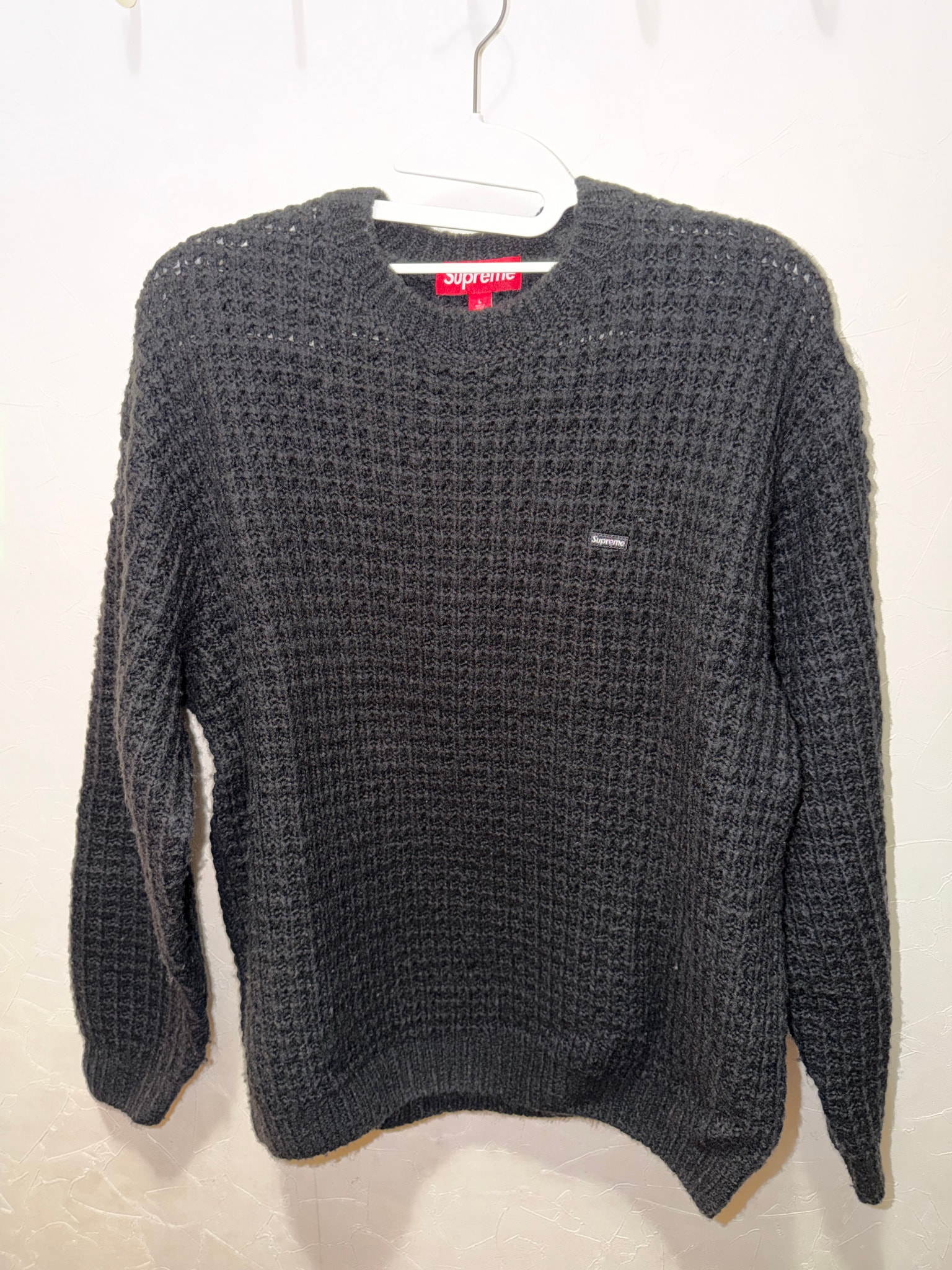 Supreme Small Box Waffle Sweater "Black"