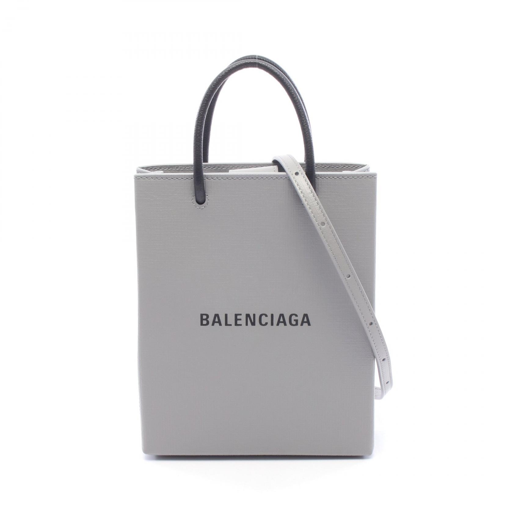 バレンシアガ BALENCIAGA ショッピングトートXXS 2WAY ハンドバッグ バッグ レザー レディース グレー系 / ブラック系 757776 【中古】
