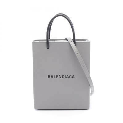 バレンシアガ BALENCIAGA ショッピングトートXXS 2WAY ハンドバッグ バッグ レザー レディース グレー系 / ブラック系 757776 【中古】