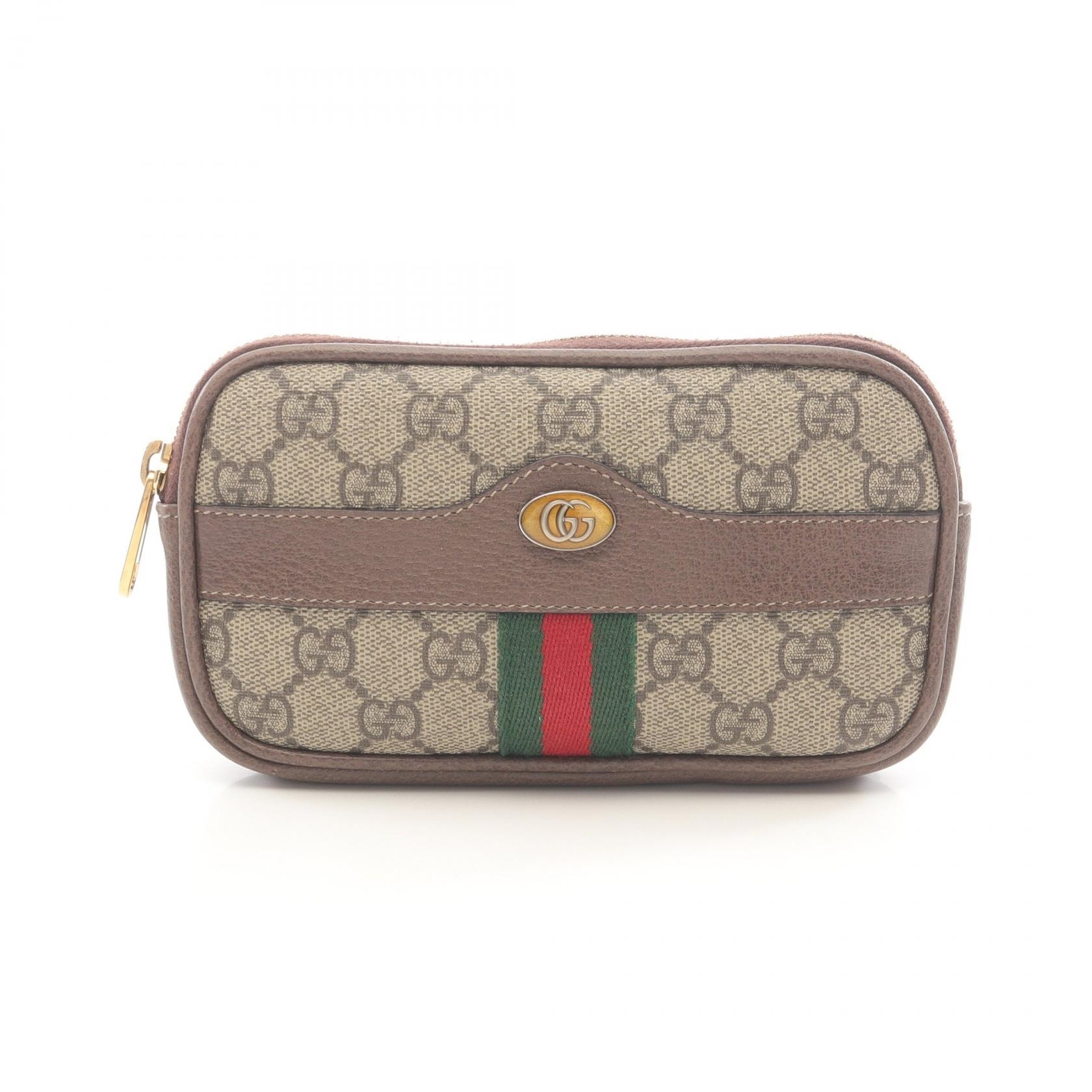 グッチ GUCCI オフィディア GGスプリーム シェリーライン ウエストバッグ バッグ PVCコーティングキャンバス レザー レディース ベージュ系 / ブラウン系 519308 【中古】