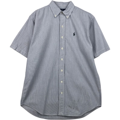 古着 ラルフローレン Ralph Lauren シアサッカー 半袖 ボタンダウン ストライプシャツ メンズL相当/eaa640966