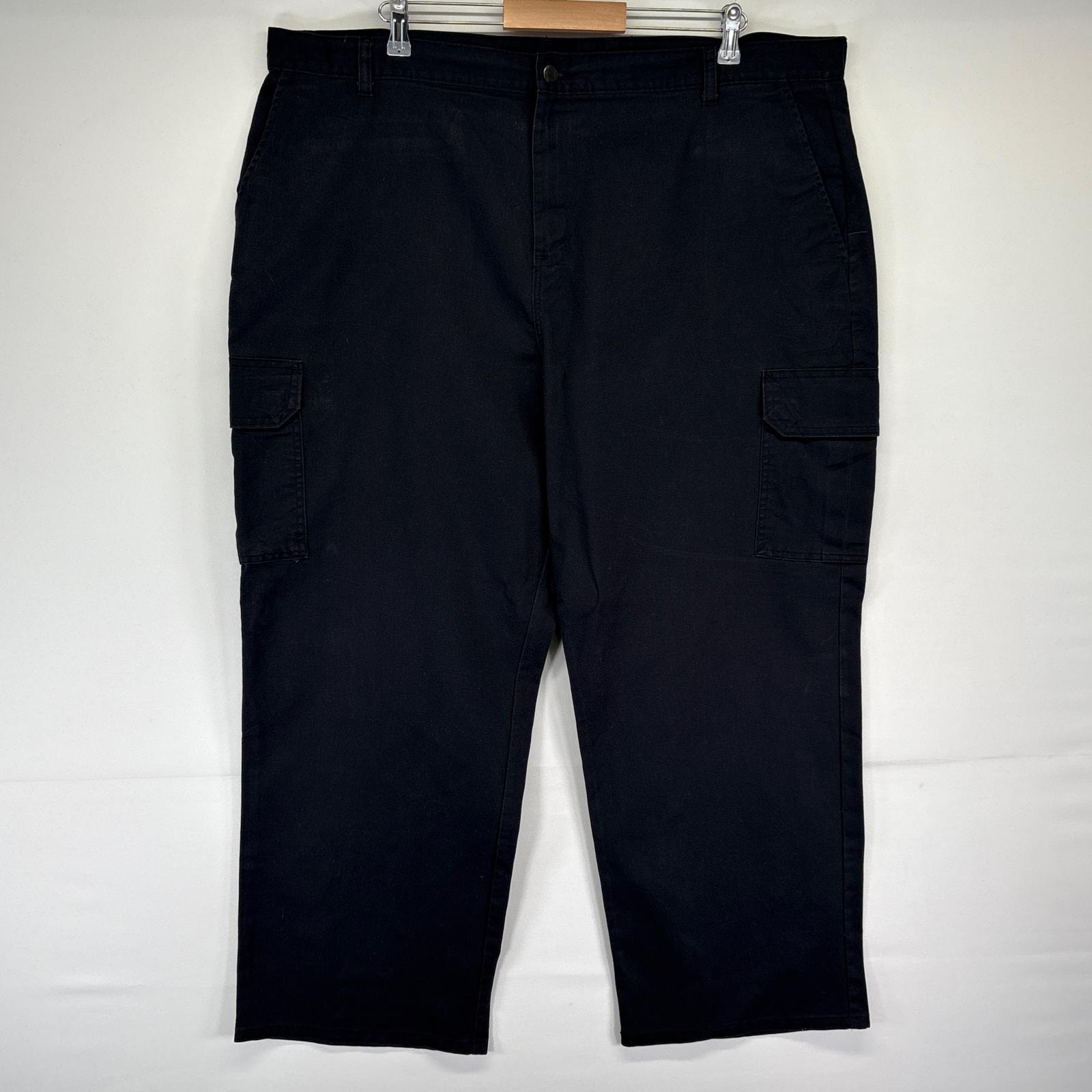 古着 ディッキーズ Dickies ワークパンツ ワンポイントロゴ 長ズボン 大きいサイズ カーゴ w44 L30  ブラック メンズ