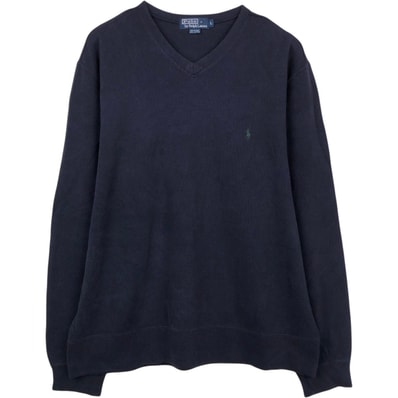 古着 ラルフローレン Ralph Lauren POLO by Ralph Lauren Vネック コットンニットセーター メンズL相当/eaa672350