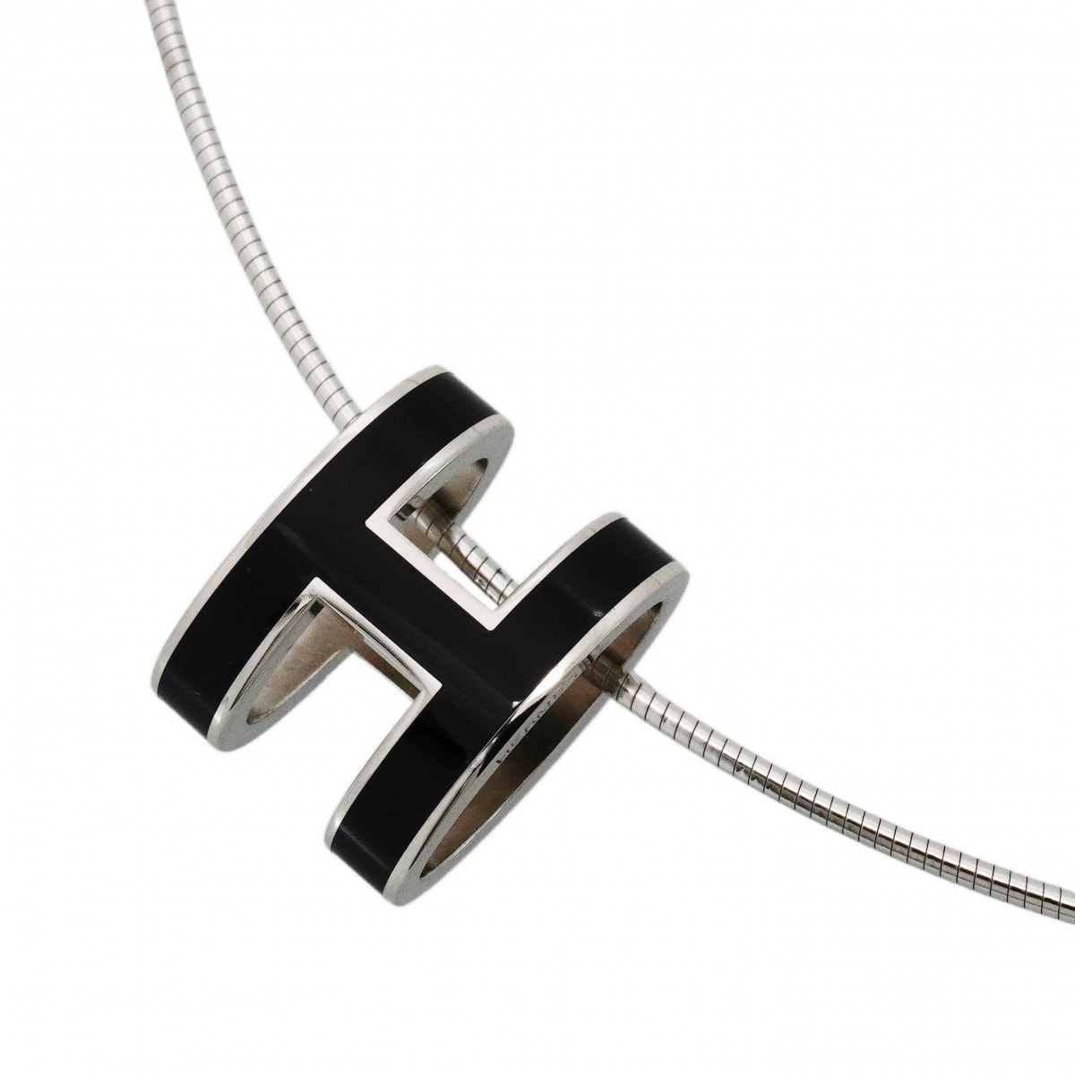 【6jdb0113-k】エルメス ネックレス ポップアッシュ メタル シルバー ブラック【中古】レディース