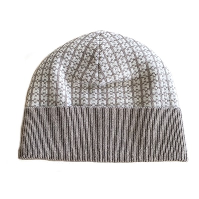 HERMES エルメス 23AW《ホープ》 Bonnet Hope カシミヤ100% Hロゴ 総柄 ニット帽 ビーニー ニットキャップ S カシミヤ ベージュ レディース【中古】