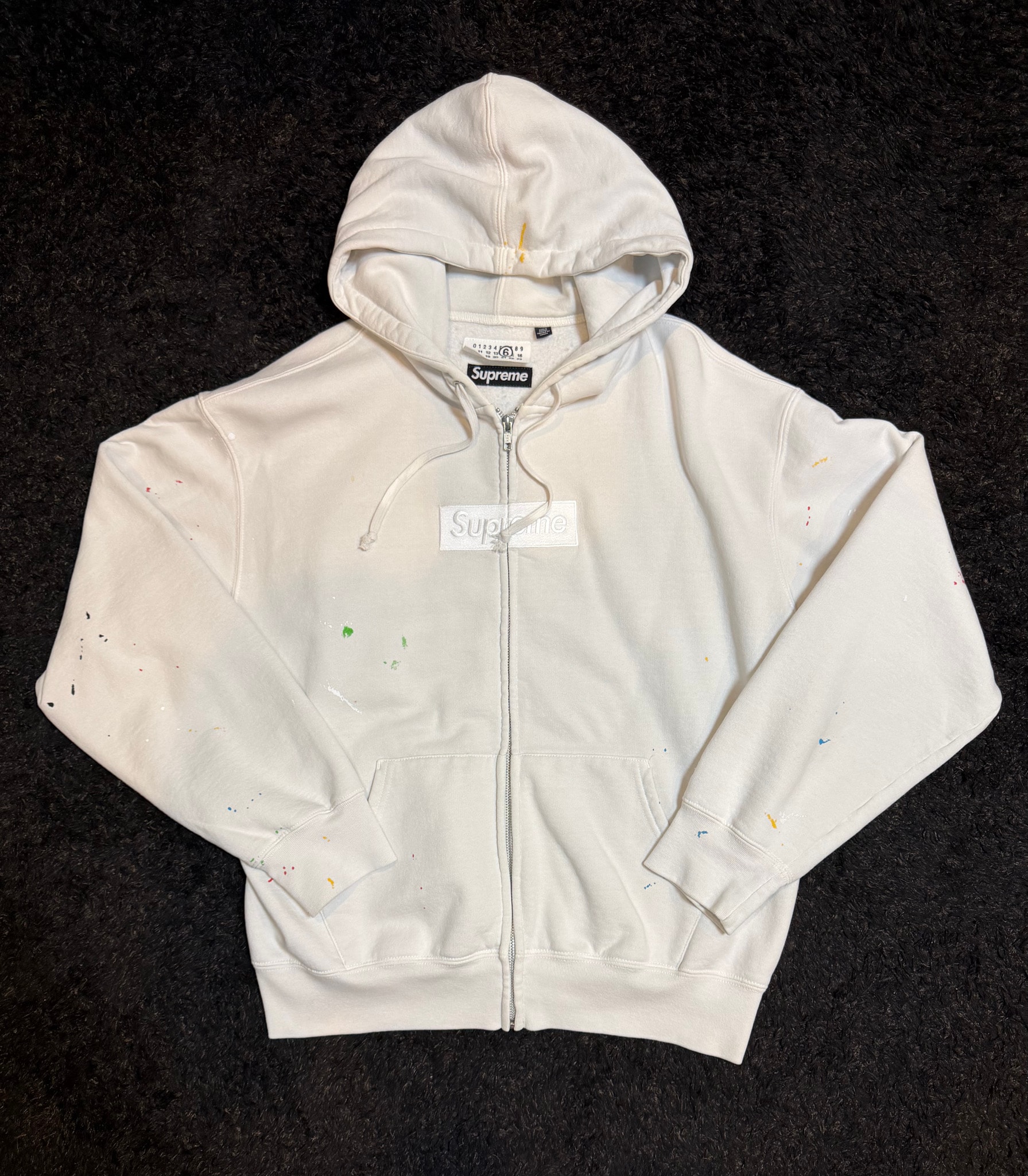Supreme x MM6 Maison Margiela Box Logo Zip Up Hooded Sweatshirt "White"
